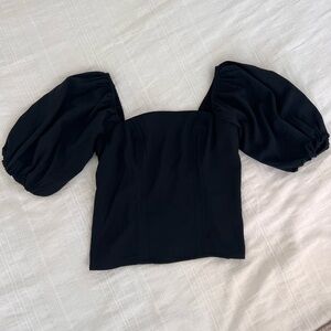 Abercrombie & Fitch Black Puff Sleeve Square Neck